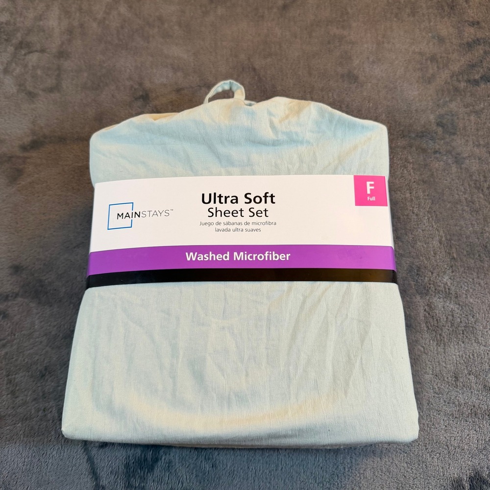 Mainstays Full Size Ultra Soft Washed Microfiber Sheet Set Sea Green new